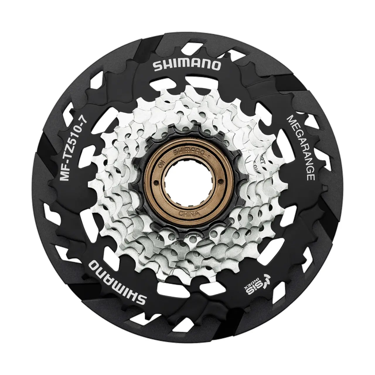 Shimano MF-TZ510-7 Multiple Freewheel 7-Speed 14-34T MEGARANGE with Spoke Protector