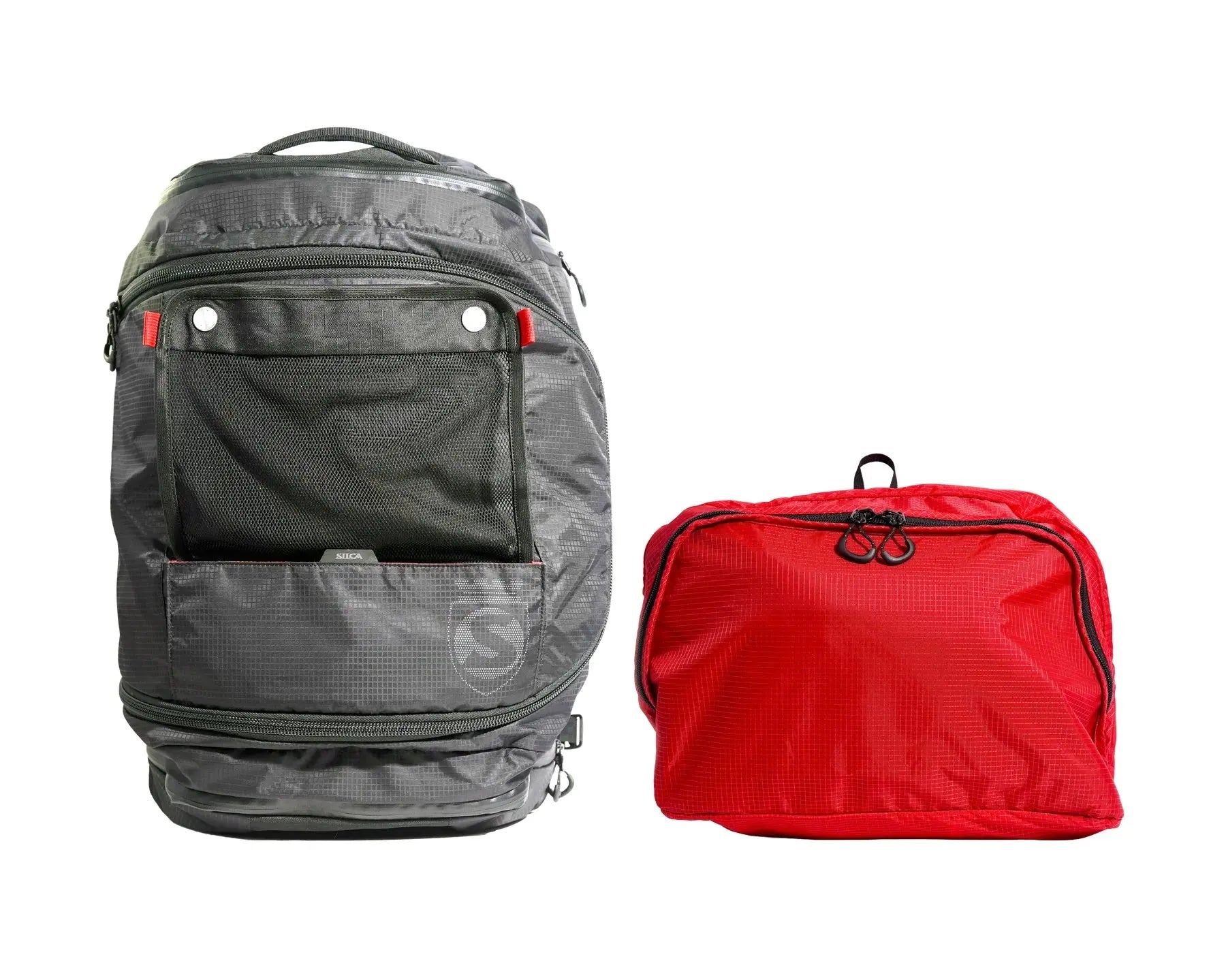 Silca Maratona WEB Gear Bag, black, shown as backpack and duffel, on white