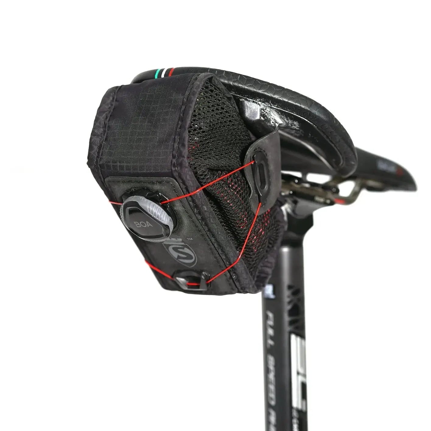 Silca Mattone WEB Seat Pack, black ripstop nylon with BOA closure, on white