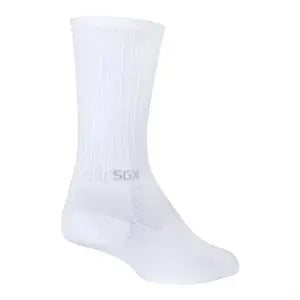 Sock Guy SGX 6 inch white performance crew sock with compression ribbing