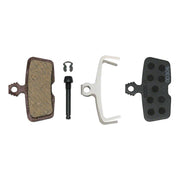 SRAM Large organic disc brake pad pair with retraction spring, pin and clip on white