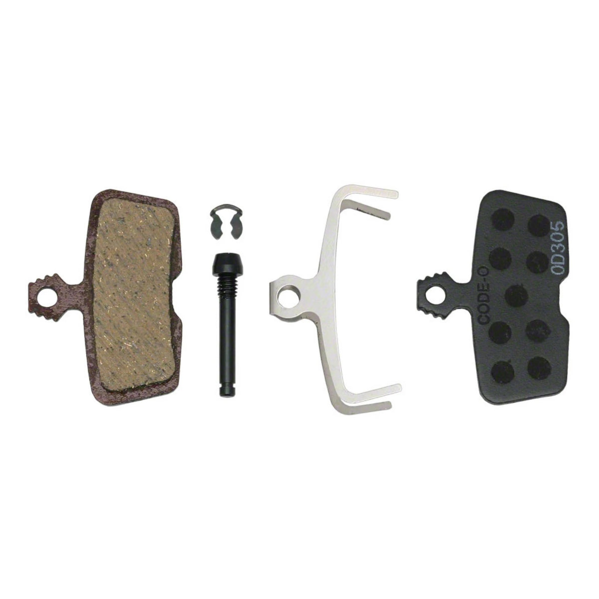 SRAM Large organic disc brake pad pair with retraction spring, pin and clip on white