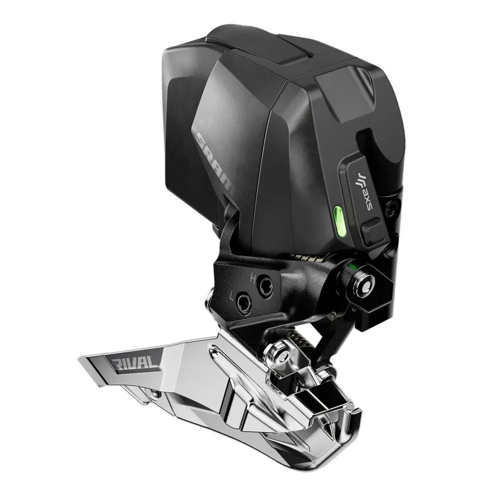 SRAM Rival AXS E1 front derailleur, three quarter view