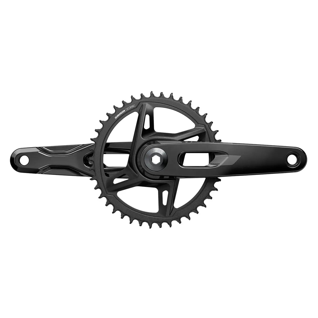 SRAM Rival XPLR Crankset drive side view, 1x Wide DUB with 42T direct mount X-SYNC chainring