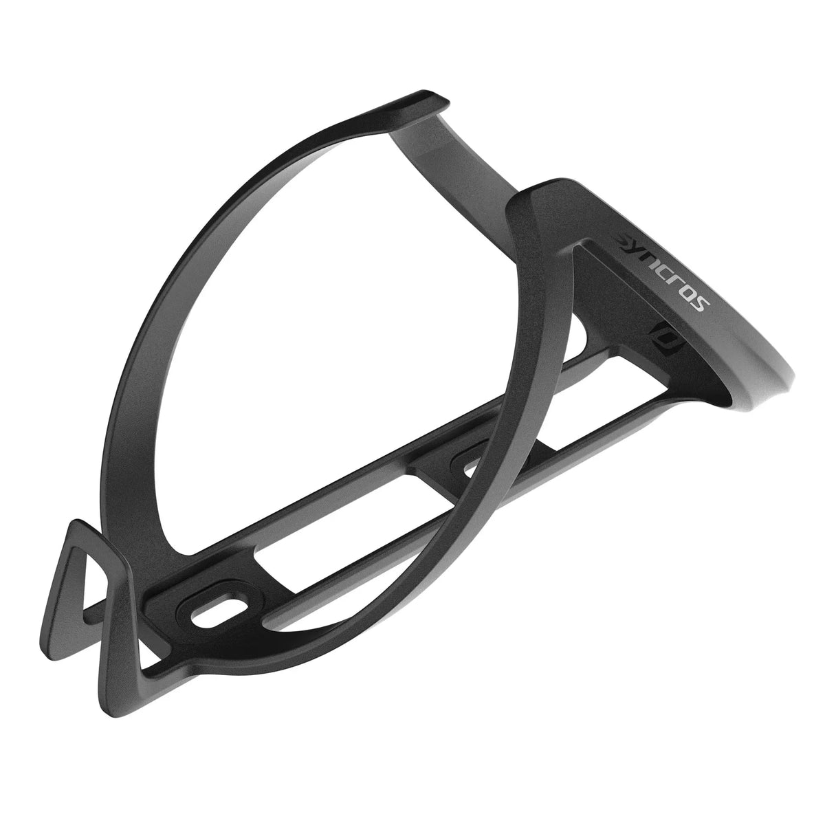 Syncros Coupe Cage 1.0 top entry bottle cage in black matte, angled view