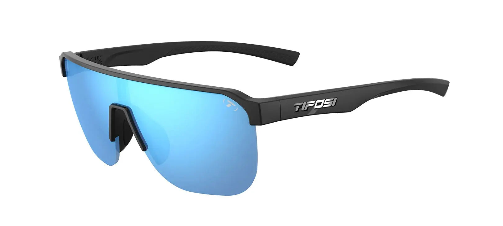 Tifosi Sanctum SL Sunglasses - Gloss Black with Smoke Bright Blue Mirror lens