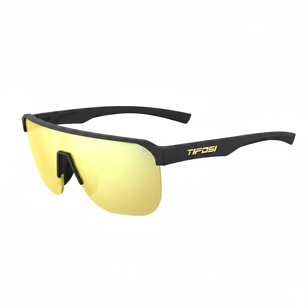 Tifosi Sanctum SL Sunglasses - Matte Black with Smoke Yellow Mirror lens