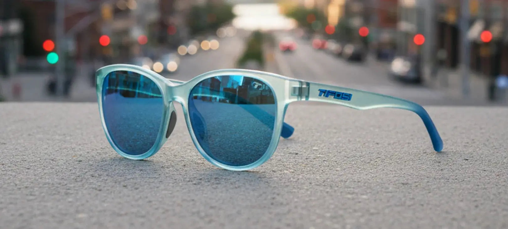 Tifosi Stella Blue Haze sunglasses side profile