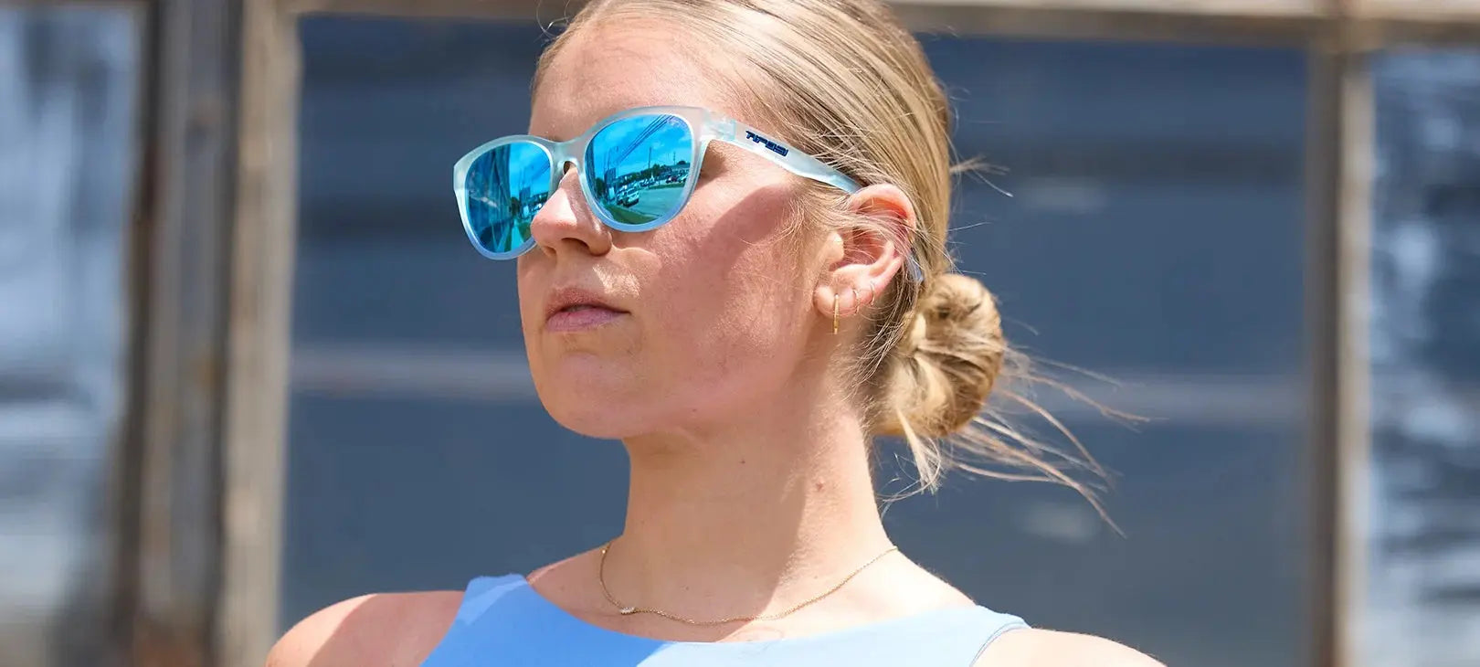 Tifosi Stella Blue Haze sunglasses worn