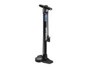 Topeak JoeBlow Roadie EX black floor pump with 3.5 inch base mount analog gauge and SmartHead Presta/Schrader chuck