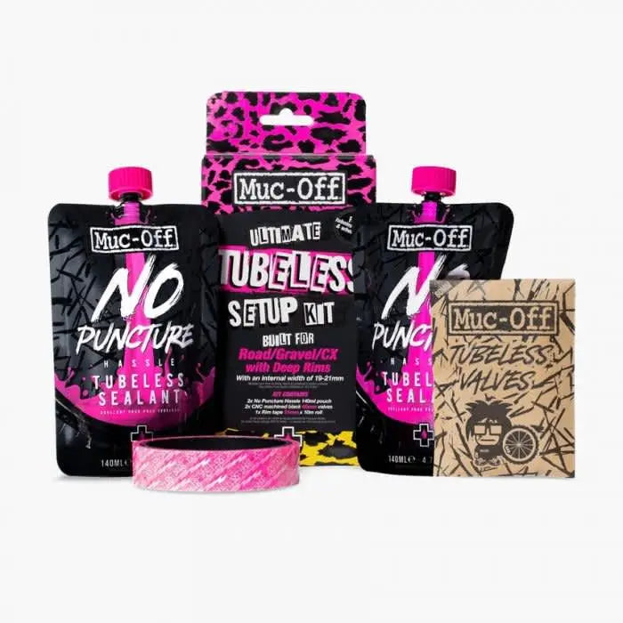 Muc-Off Ultimate Tubeless Kit - Road/Gravel/CX | 21mm Tape | 44mm Valves