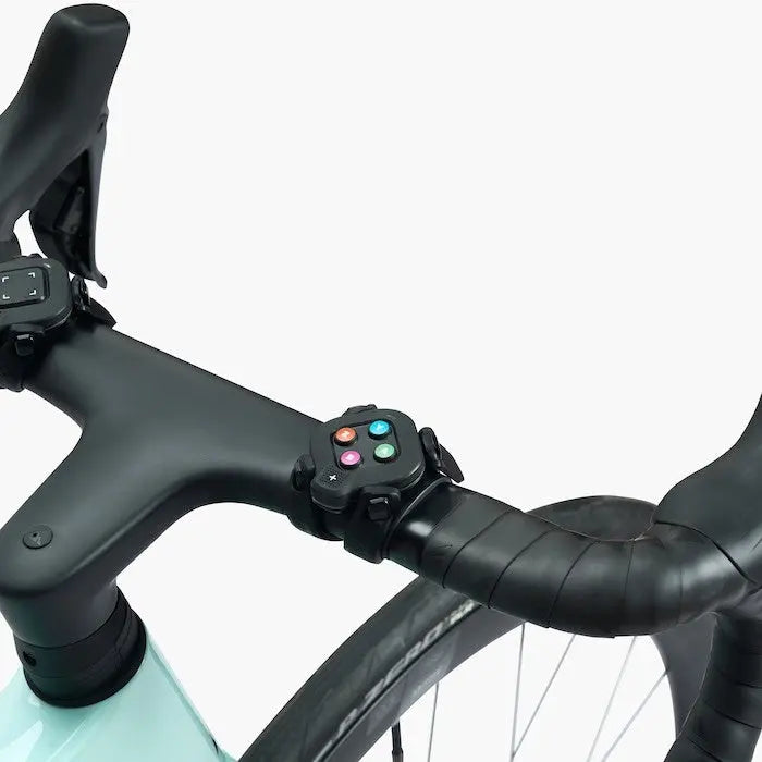 Wahoo KICKR CORE 2 with Zwift Click controller on handlebars