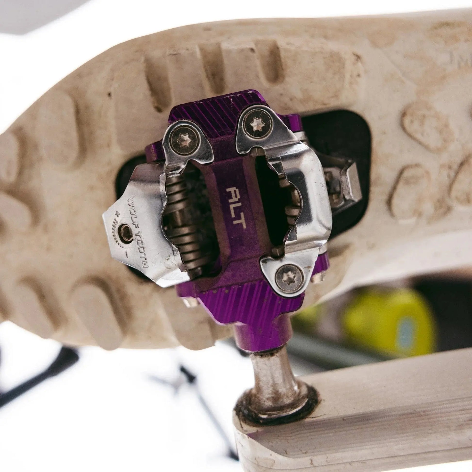 Cyclist riding with Wolf Tooth ALT XC pedals