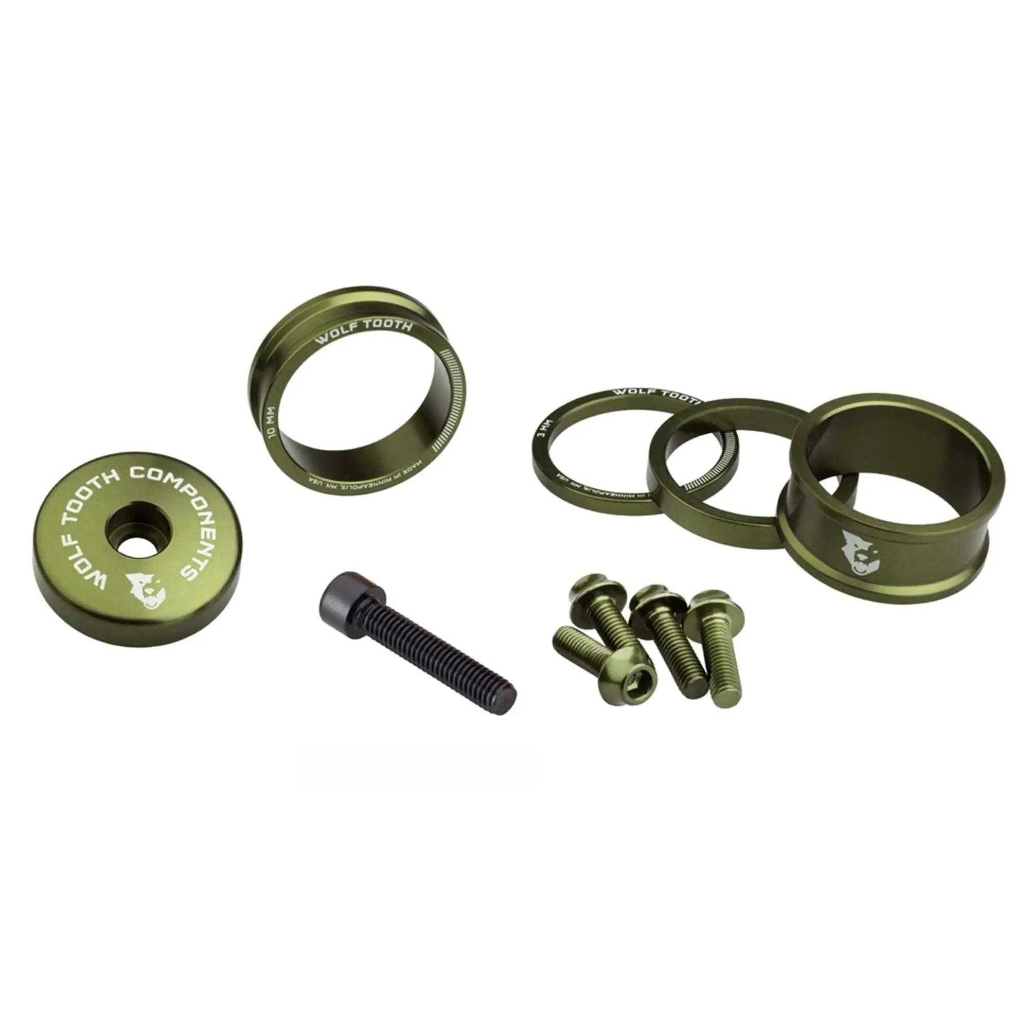 Wolf Tooth Anodized Headset Spacer Kit - 3,5,10,15mm | Olive Wolf Tooth