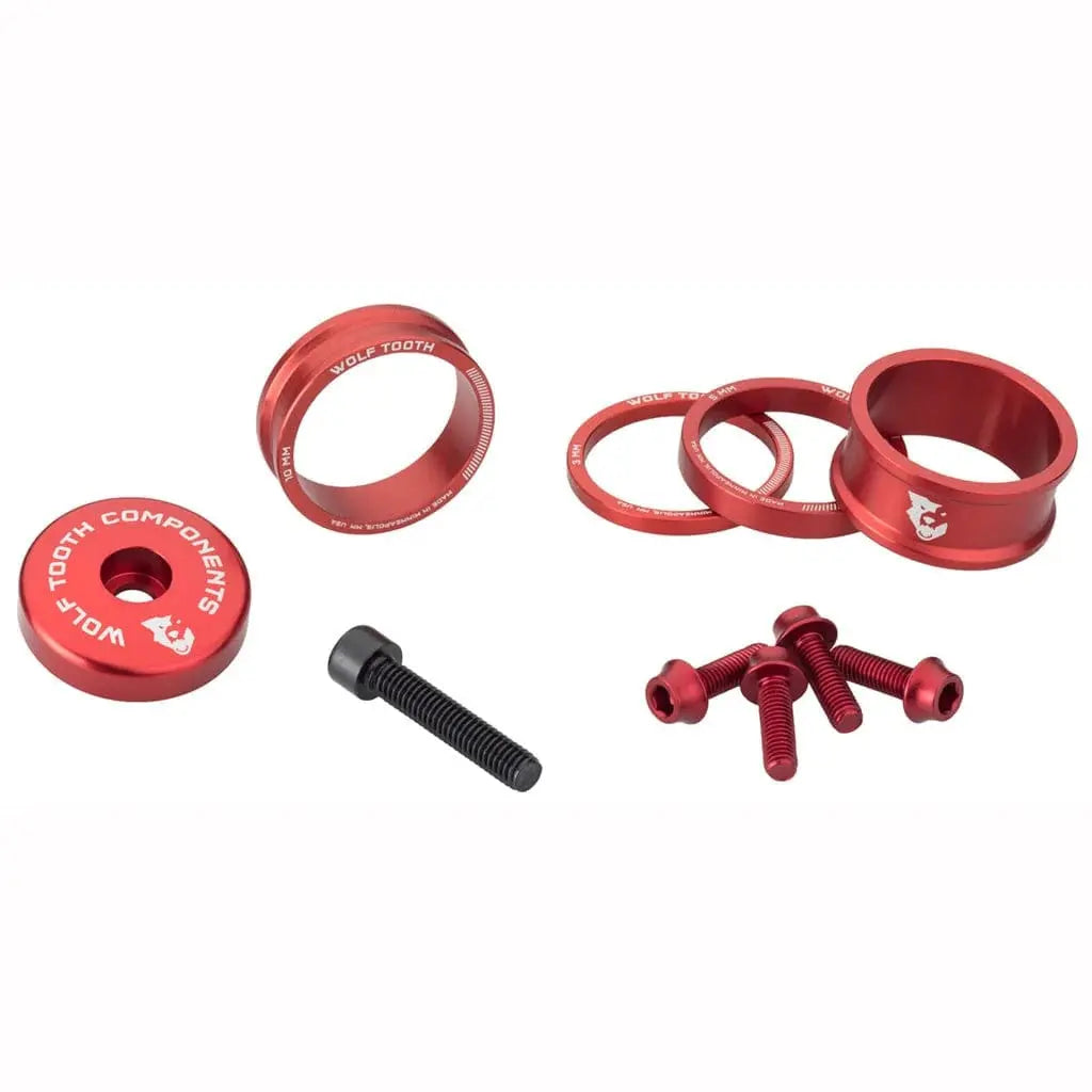 Wolf Tooth Anodized Headset Spacer Kit - 3,5,10,15mm | Red Wolf Tooth